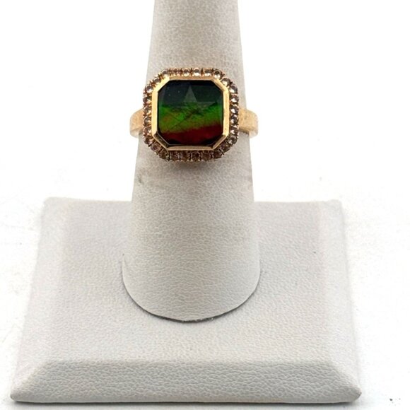 Estate Sterling Silver 925 Watermelon Tourmaline Halo Ring Size 7, 4.9g - Picture 1 of 8